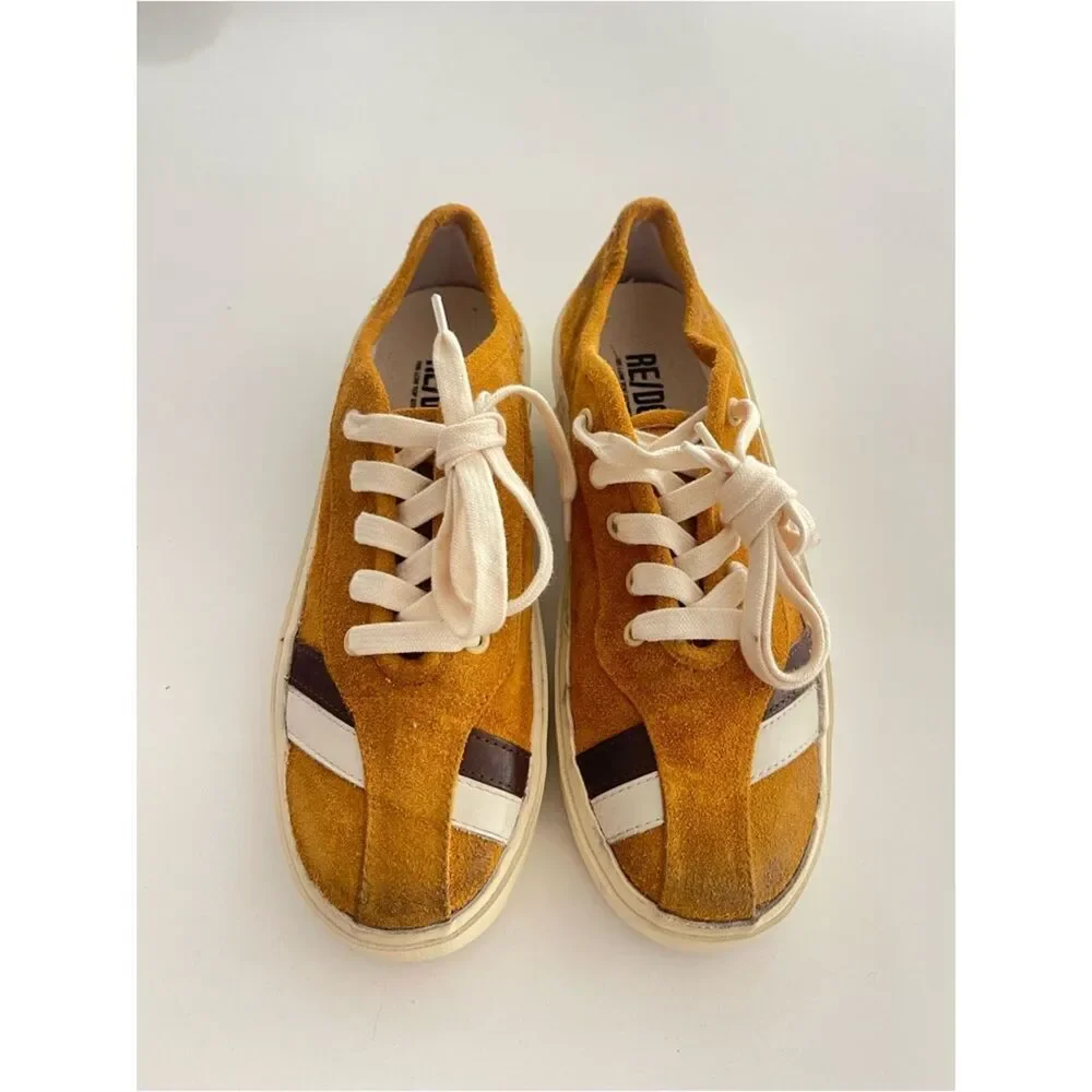 Re/Done 70’s low top striped brow suede sneakers athletic shoes size 6.5